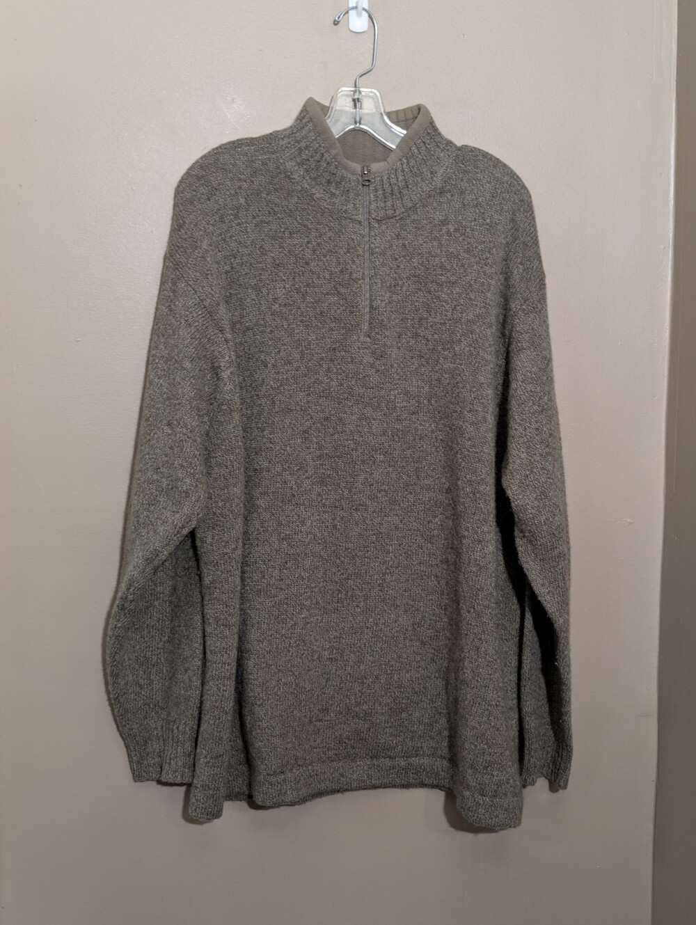 Woolrich 1/4 Zip Wool Sweater Pullover Men's XL Brown/Shale Heather